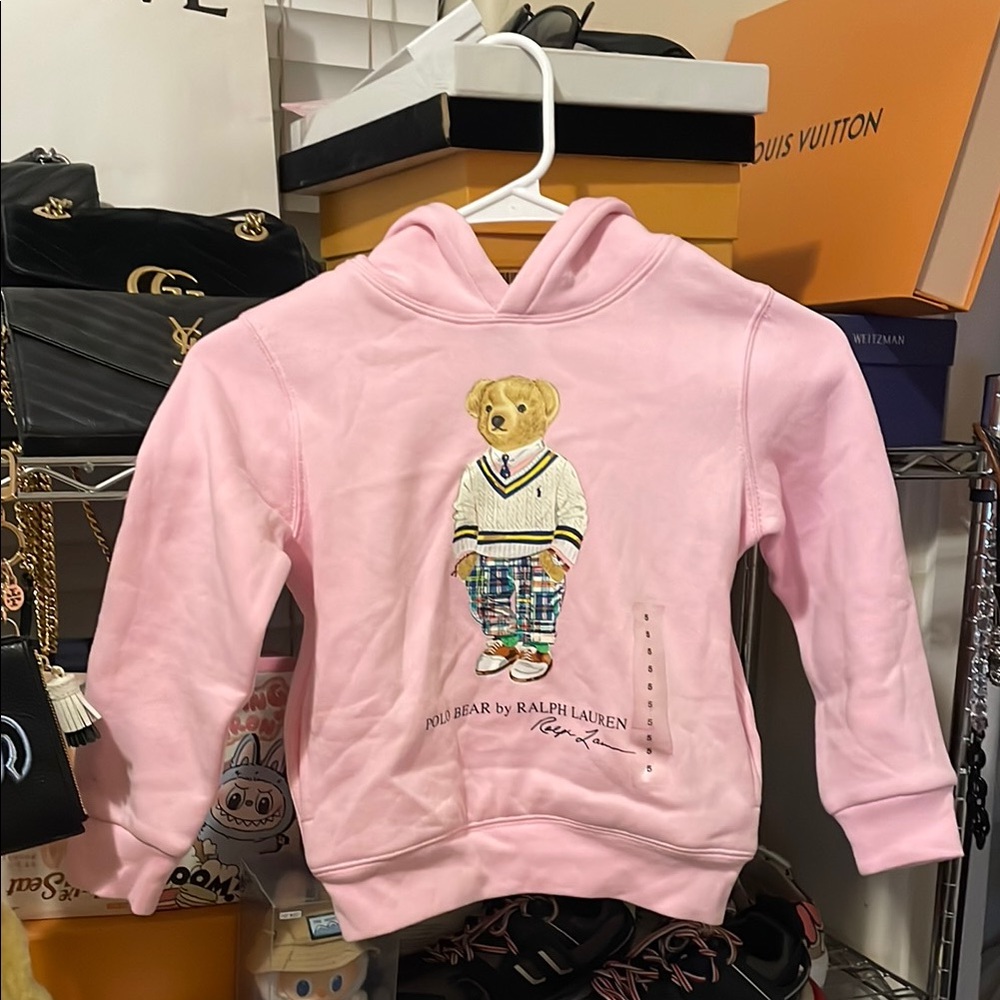 Ralph Lauren Pink Polo Bear Hoodie for Kids